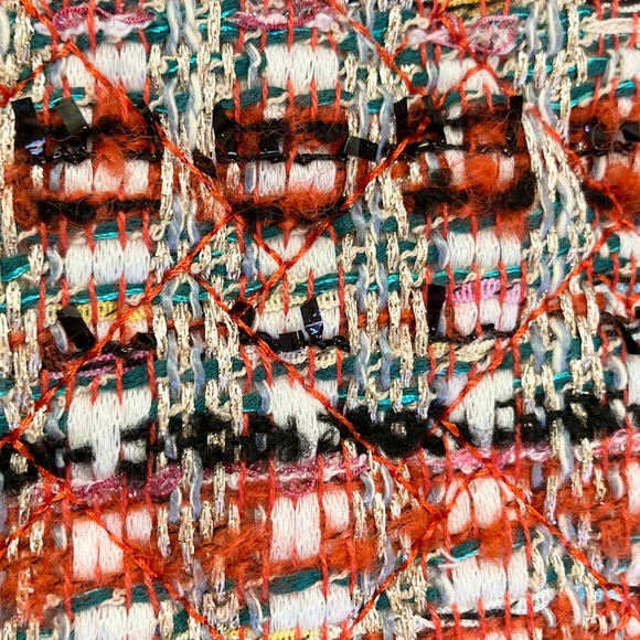 🚫SOLD🚫 Kurt Geiger XL Orange Tweed Fringe Lined Crossbody Shoulder Kensington - Picture 7 of 12